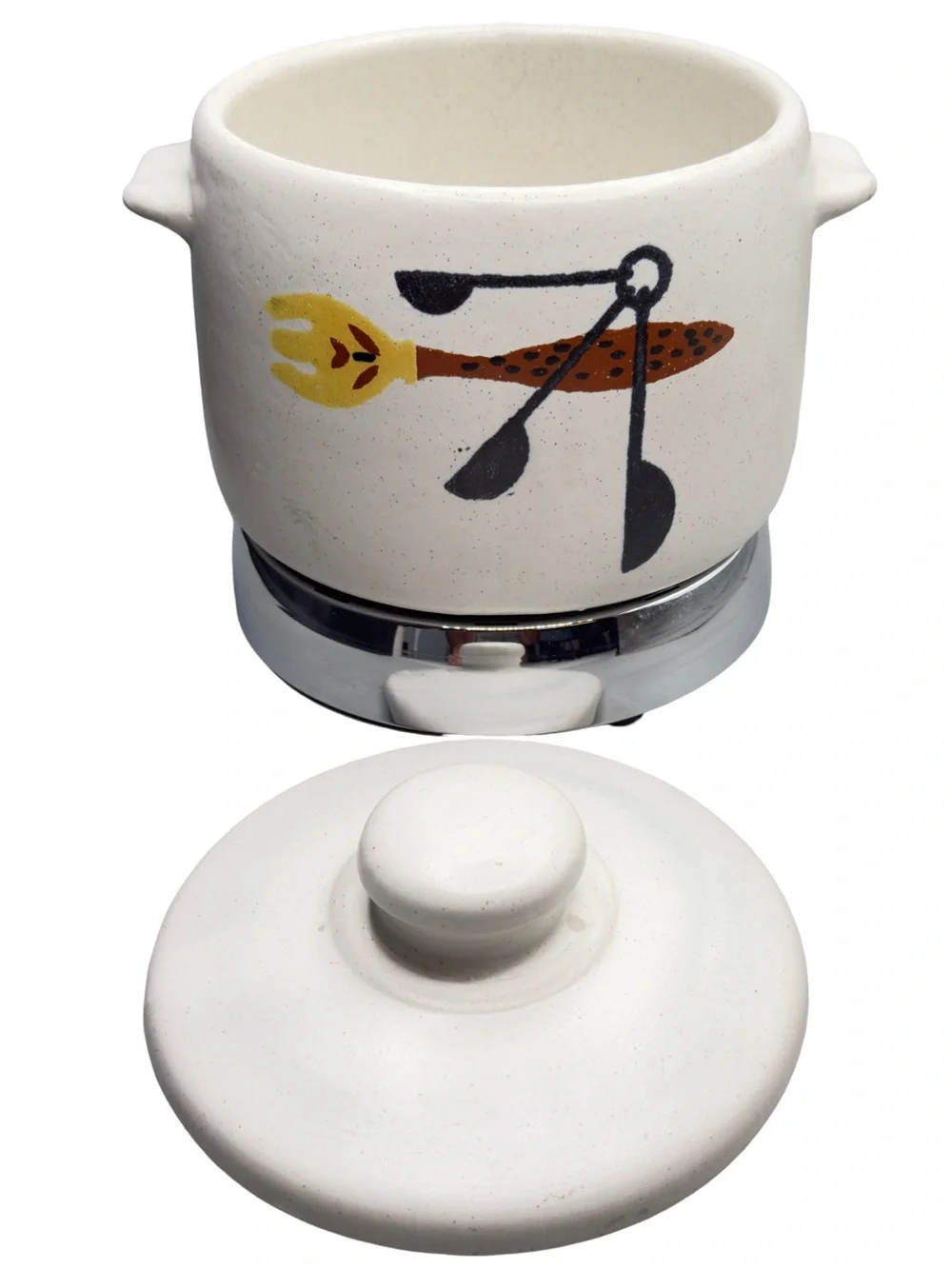 Vintage 2qt West Bend Stoneware Crock Pot & Heat-Rite Base